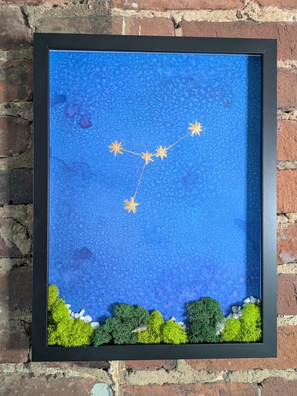 Cancer Golden Zodiac Moss Crystal Art 12x16